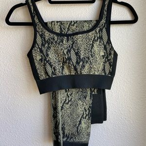 Workout set- Green & black snake print